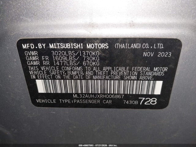 صورة 9 لـ 2024 Mitsubishi MIRAGE ES/LE