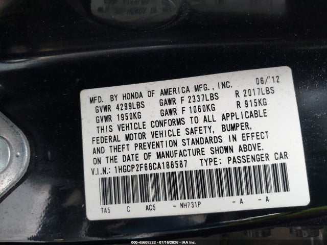 2012 Honda ACCORD 2.4 SE photo 9