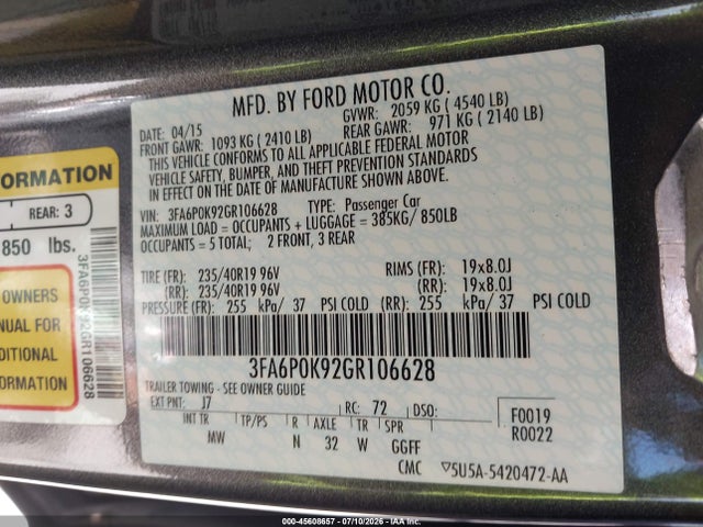 صورة 9 لـ 2016 FORD FUSION TITANIUM