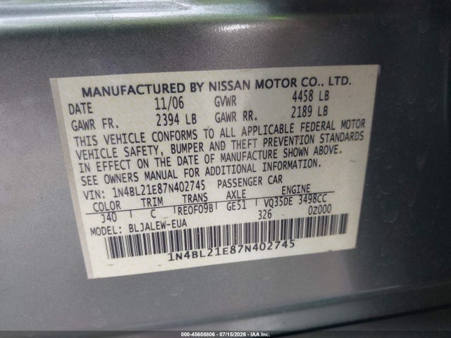 2007 Nissan ALTIMA 3.5 SL — фото 9