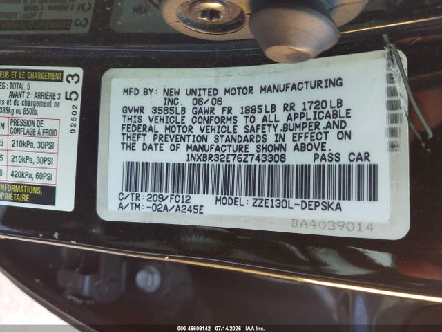 2006 Toyota COROLLA S photo 9