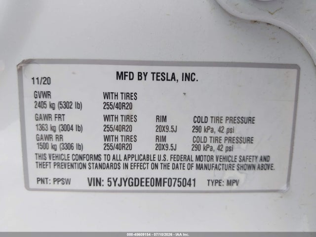 2021 TESLA MODEL Y LONG RANGE DUAL MOTOR ALL-WHEEL DRIVE 9
