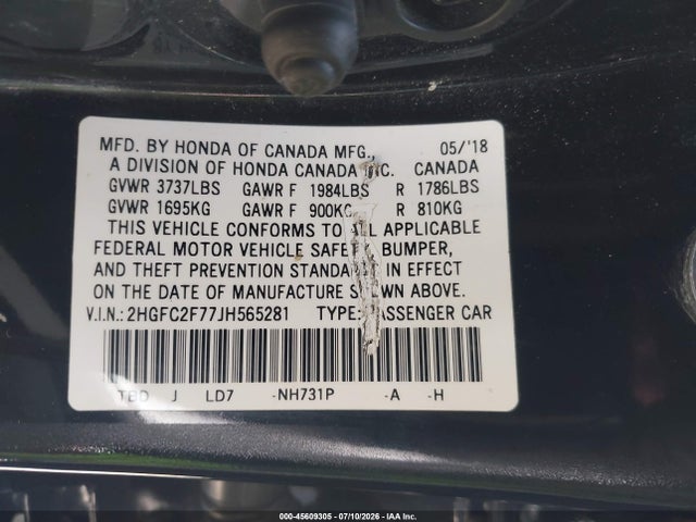 2018 Honda CIVIC EX 照片 9