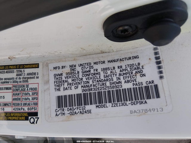 2005 Toyota COROLLA S 照片 9