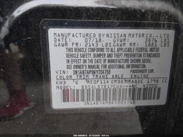 2019 NISSAN SENTRA SV 9