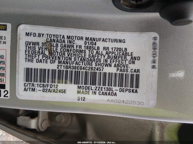 2004 Toyota COROLLA S — фото 9