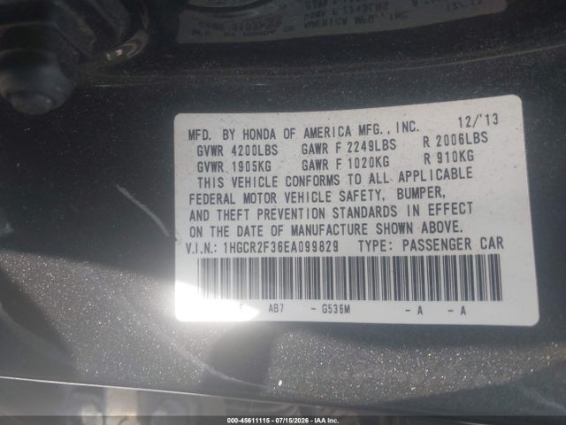 2014 Honda ACCORD LX — фото 9