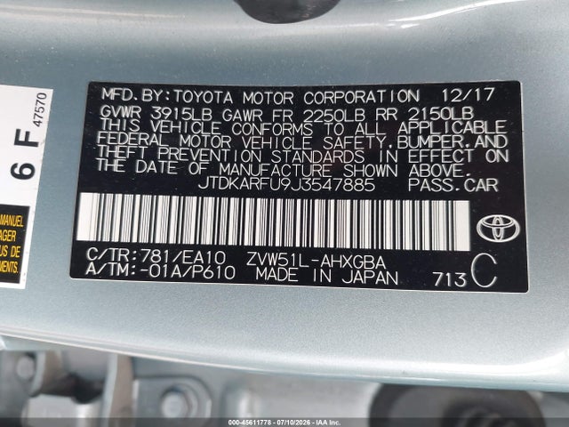 2018 Toyota PRIUS FOUR — фото 9