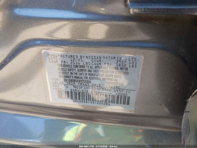 2022 Nissan SENTRA S XTRONIC CVT — фото 9