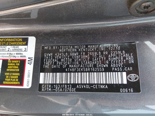 صورة 9 لـ 2011 Toyota CAMRY LE