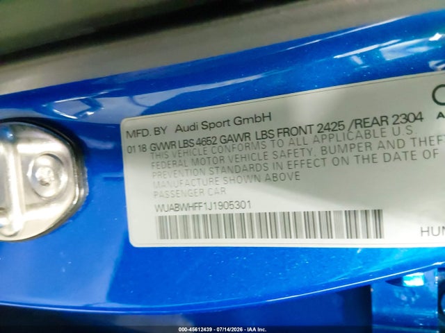2018 AUDI RS 3 2.5T photo 9