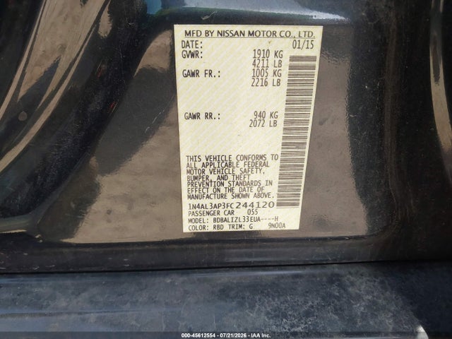 صورة 9 لـ 2015 Nissan ALTIMA 2.5 SV