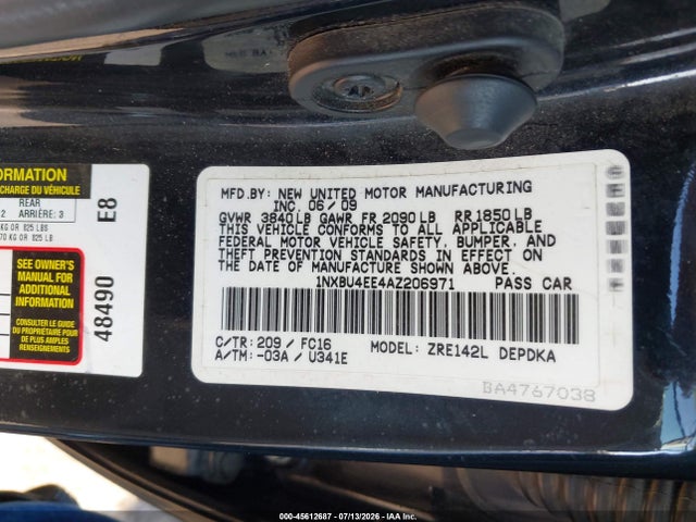 2010 Toyota COROLLA LE 照片 9