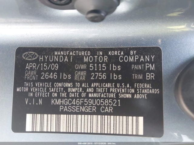 2009 Hyundai GENESIS 4.6 照片 9