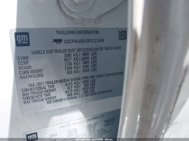 2023 CHEVROLET SILVERADO 1500 2WD SHORT BED WT 9