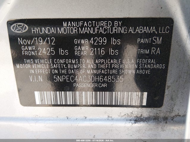 صورة 9 لـ 2013 Hyundai SONATA LIMITED