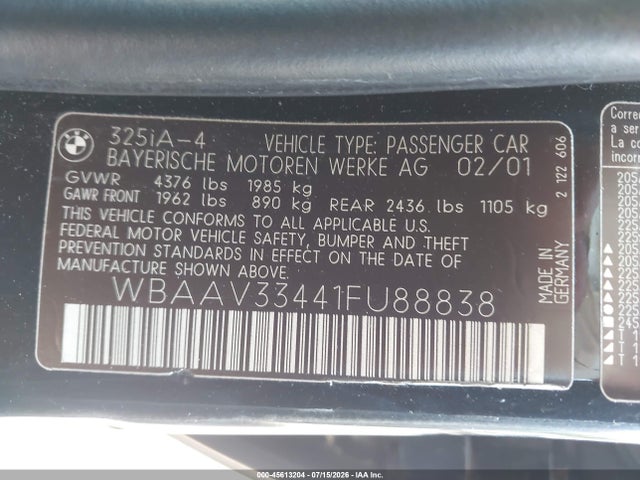 2001 BMW 325I photo 9