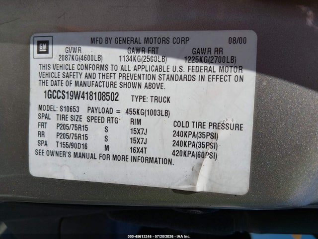 2001 Chevrolet S-10 LS photo 9