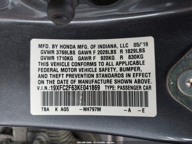 2019 HONDA CIVIC LX 9
