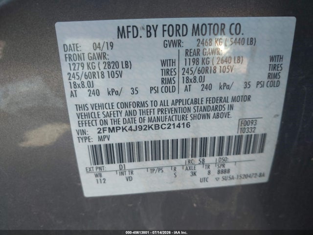 2019 FORD EDGE SEL 9