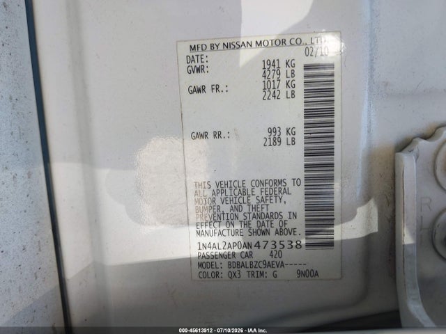 2010 Nissan ALTIMA 2.5 S 照片 9