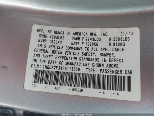 2015 Honda ACCORD LX — фото 9