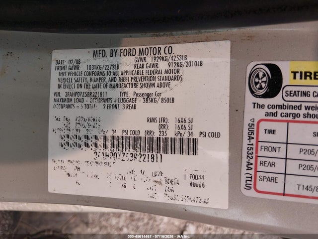 صورة 9 لـ 2008 FORD FUSION SE