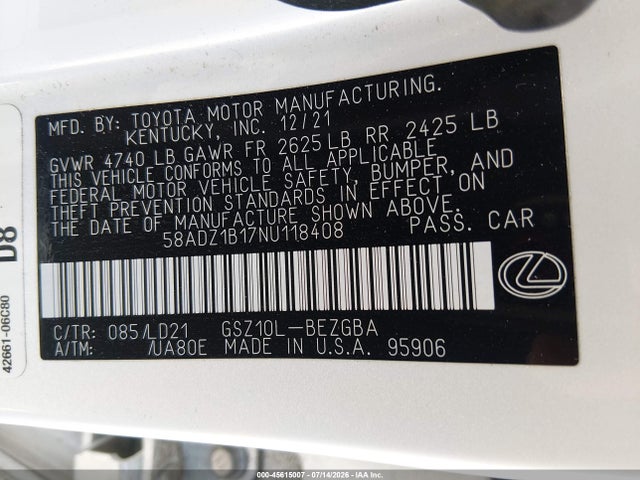 2022 Lexus ES 350 照片 9