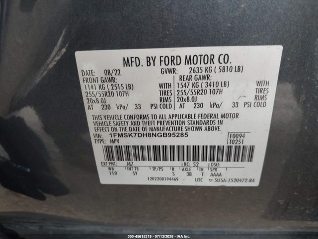 2022 FORD EXPLORER XLT 9