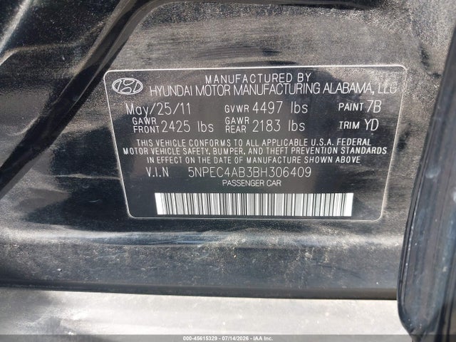 2011 Hyundai SONATA LIMITED 2.0T — фото 9