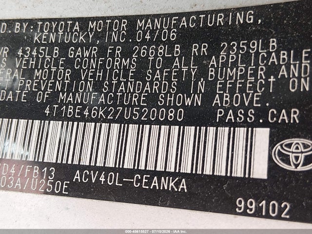 2007 Toyota CAMRY LE photo 9