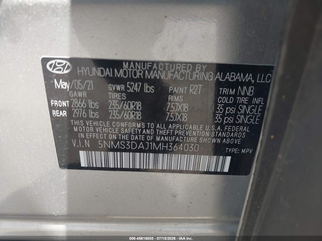 2021 HYUNDAI SANTA FE SEL 9