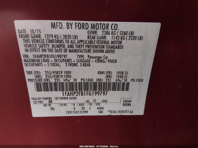 صورة 9 لـ 2015 FORD TAURUS LIMITED
