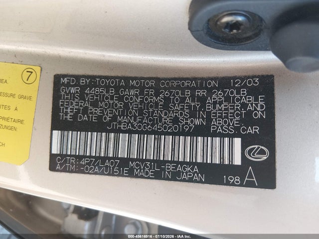 2004 Lexus ES 330 — миниатюра 9