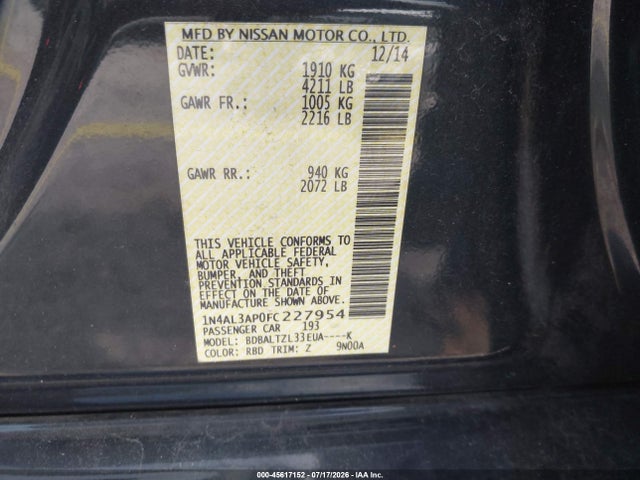 صورة 9 لـ 2015 Nissan ALTIMA 2.5 SL