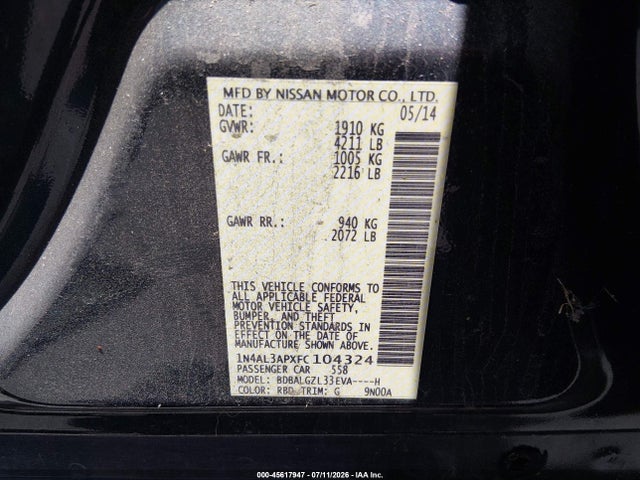 2015 Nissan ALTIMA 2.5 S — фото 9