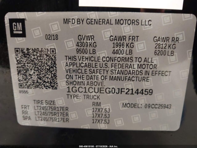 2018 Chevrolet SILVERADO 2500HD WT 照片 9