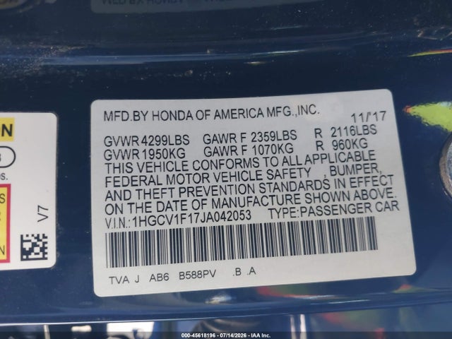 صورة 9 لـ 2018 Honda ACCORD LX