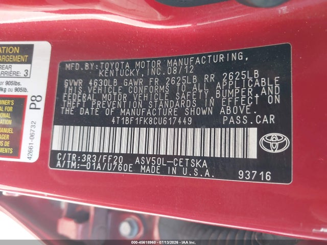 2012 Toyota CAMRY SE LIMITED EDITION 照片 9