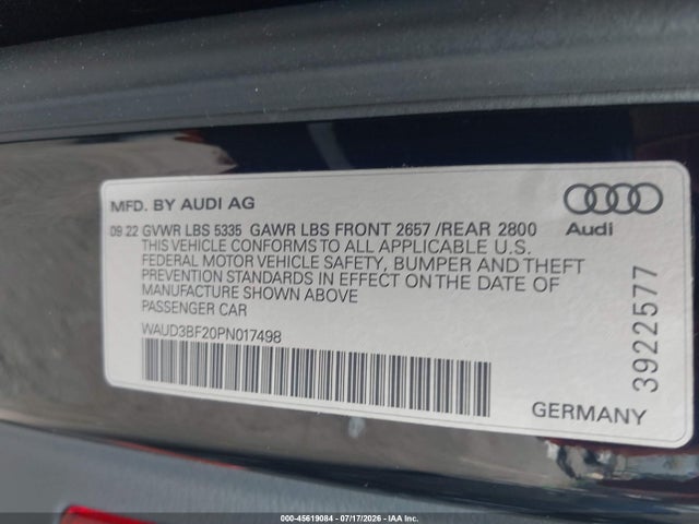 2023 AUDI A6 PREMIUM 45 TFSI QUATTRO S TRONIC — фото 9