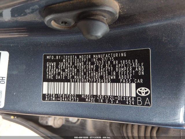 2015 Toyota COROLLA S PLUS photo 9