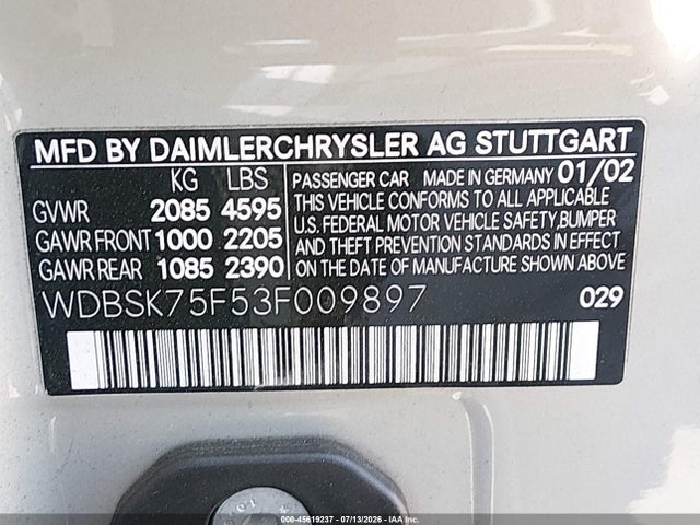 2003 Mercedes-BENZ SL 照片 9