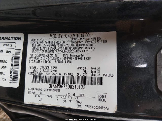 2013 FORD FUSION S 照片 9
