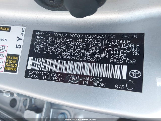 2018 TOYOTA PRIUS THREE 9