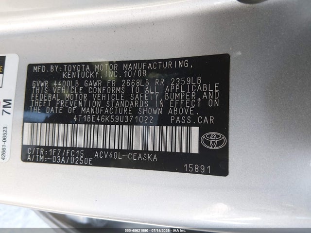 2009 Toyota CAMRY SE 照片 9