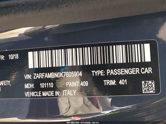 2019 ALFA Romeo GIULIA TI SPORT RWD 照片 9