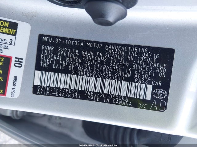2016 Toyota COROLLA S PLUS — фото 9