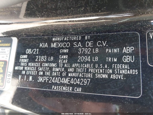 2021 KIA FORTE LXS 9