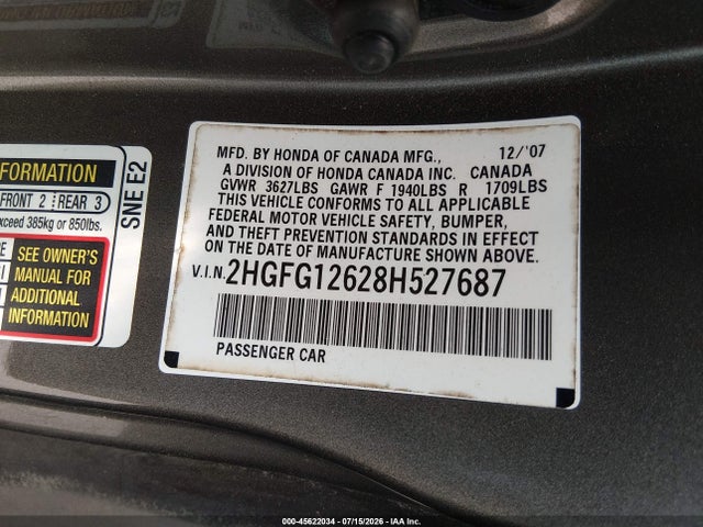 2008 Honda CIVIC LX — фото 9