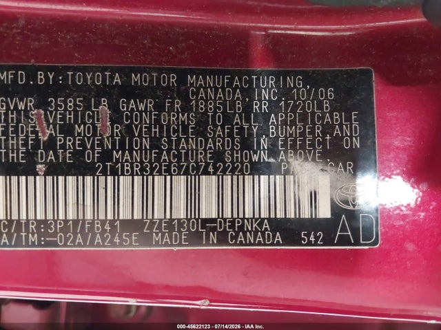 صورة 9 لـ 2007 Toyota COROLLA LE
